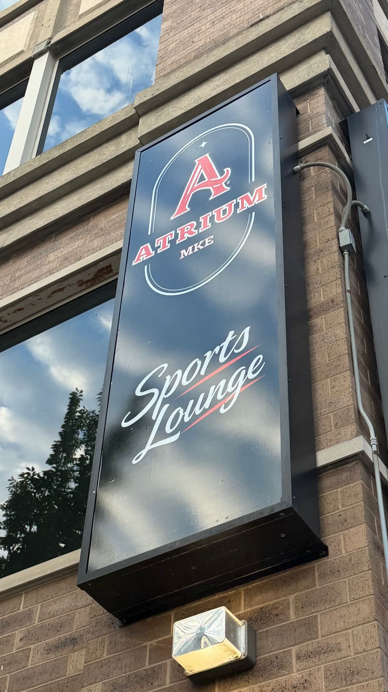 Atrium exterior signage, photographed on site