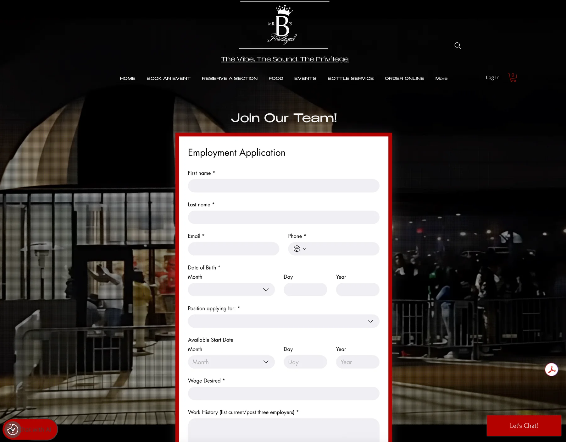 Online employment application · A structured candidate submission experience