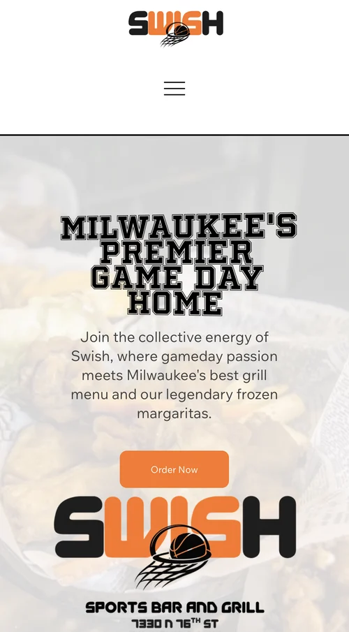 Swish Sports Bar mobile website screenshot
